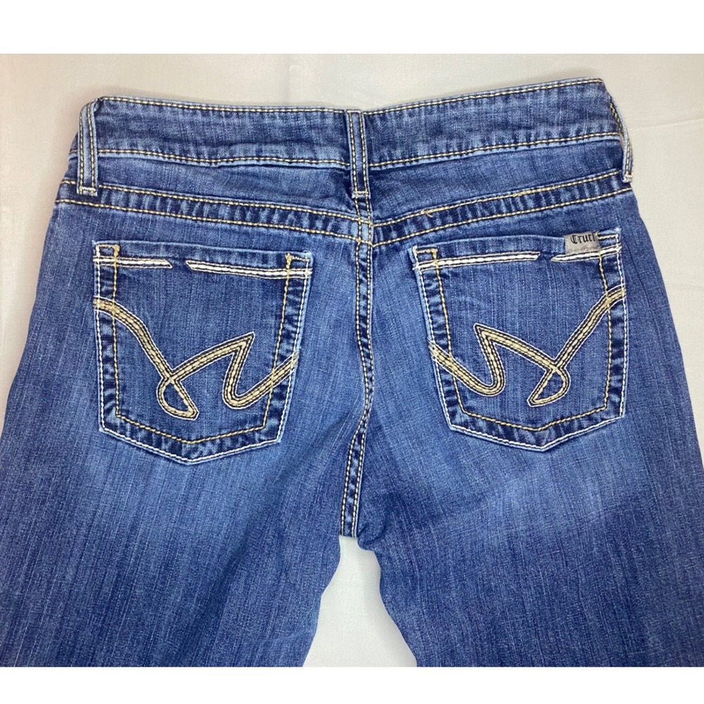 Cruel Denim Jayley Flare Jeans Womens 28/5 L Blue Excellent Contrast Stitch - Picture 3 of 9